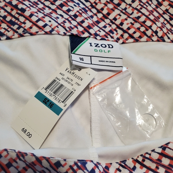 NWT IZOD Golf Skort Size 16 Pink White Blue Athlesuire Retail $68.00 - Picture 3 of 9